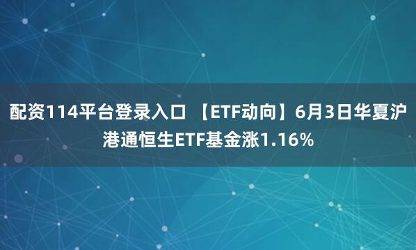 配资114平台登录入口 【ETF动向】6月3日华夏沪港通恒生ETF基金涨1.16%